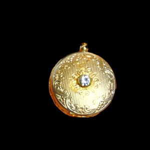 Vintage Crystal‎ Coro Gold Tone and Silver Locket Pendant